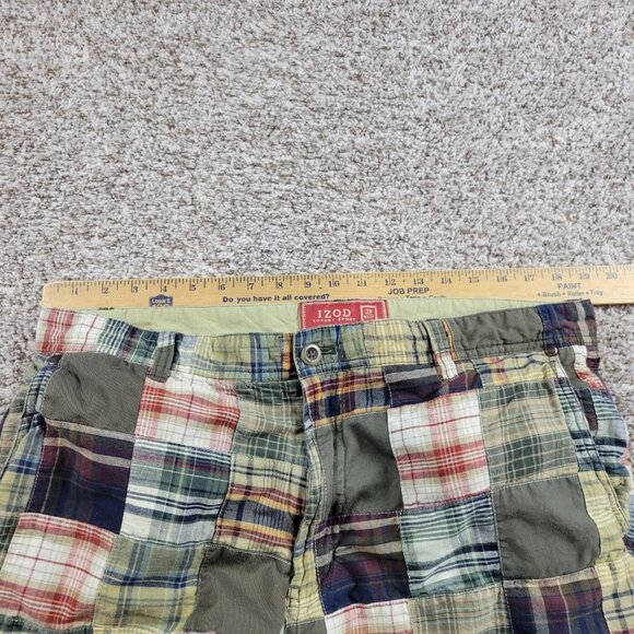 Izod Shorts Mens 38 Plaid Patchwork Multicolor Chino - Picture 2 of 7